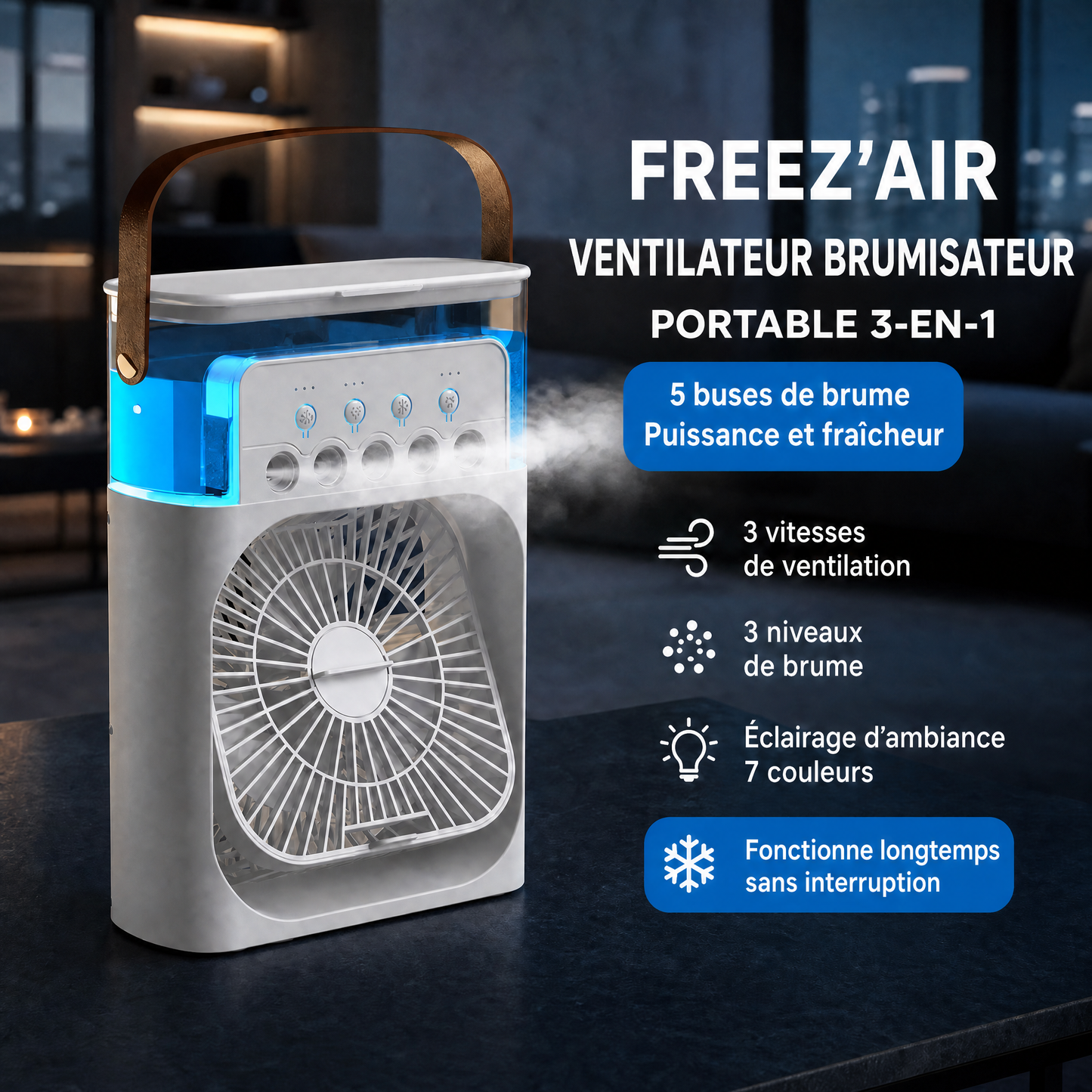 FREEZ’AIR | Ventilateur à eau | Rafraîchisseur d’air portable