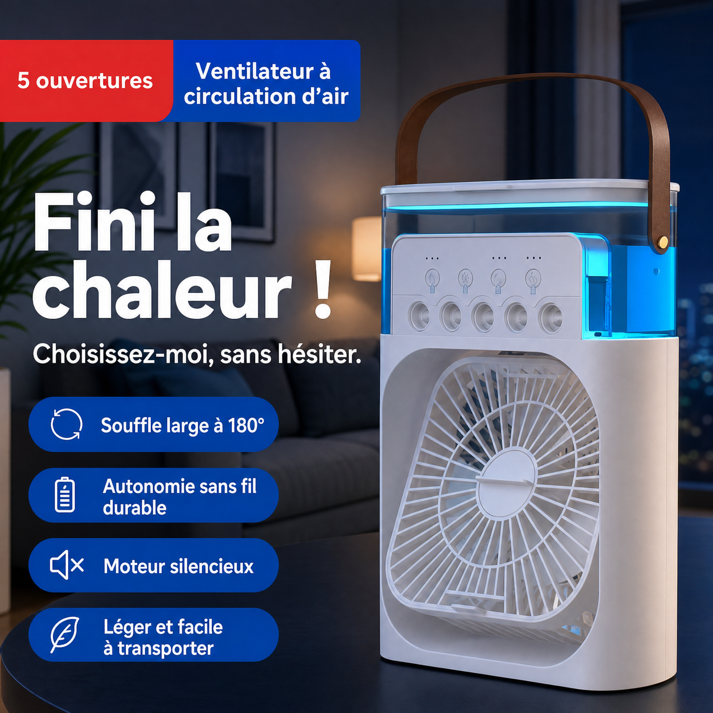 FREEZ’AIR | Ventilateur à eau | Rafraîchisseur d’air portable